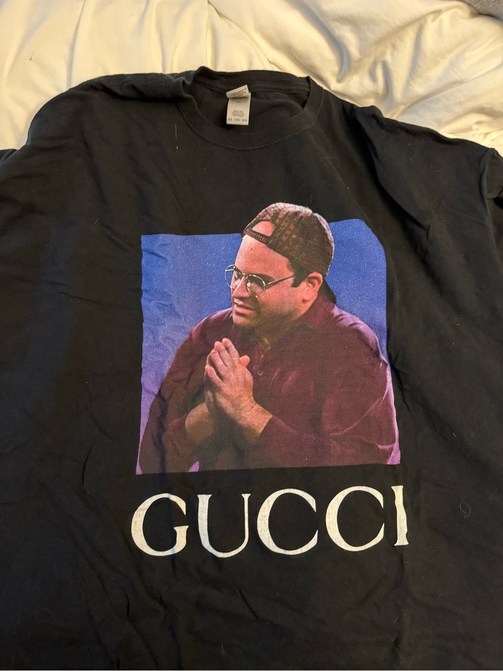 Gucci Black Crewneck Graphic Tee with Partial Print